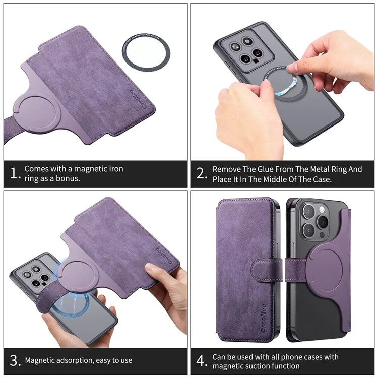 CASENEO MW-03S Magnetic Detachable Phone Cover for 6.4 inch Phone Retro Leather Wallet Stand