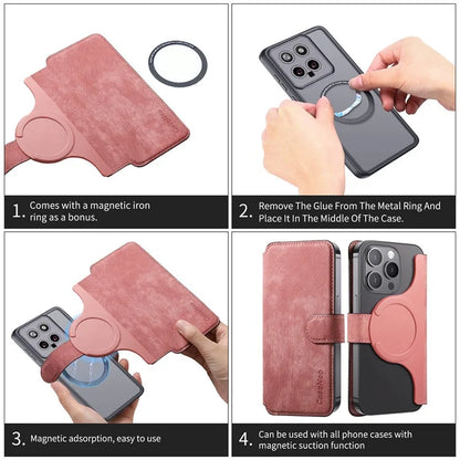CASENEO MW-03S Magnetic Detachable Phone Cover for 6.4 inch Phone Retro Leather Wallet Stand