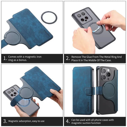 CASENEO MW-03S Magnetic Detachable Phone Cover for 6.4 inch Phone Retro Leather Wallet Stand