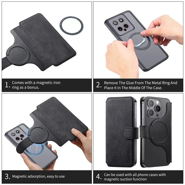 CASENEO MW-03S Magnetic Detachable Phone Cover for 6.4 inch Phone Retro Leather Wallet Stand