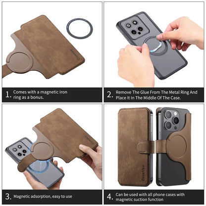 CASENEO MW-03S Magnetic Detachable Phone Cover for 6.4 inch Phone Retro Leather Wallet Stand