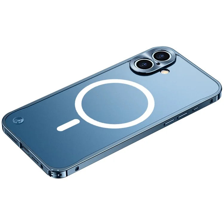 For iPhone 16 Plus Metal Clear Case Compatible with MagSafe Safety Lock Back Cover