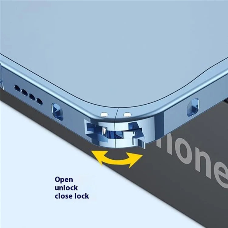 For iPhone 16 Plus Metal Clear Case Compatible with MagSafe Safety Lock Back Cover