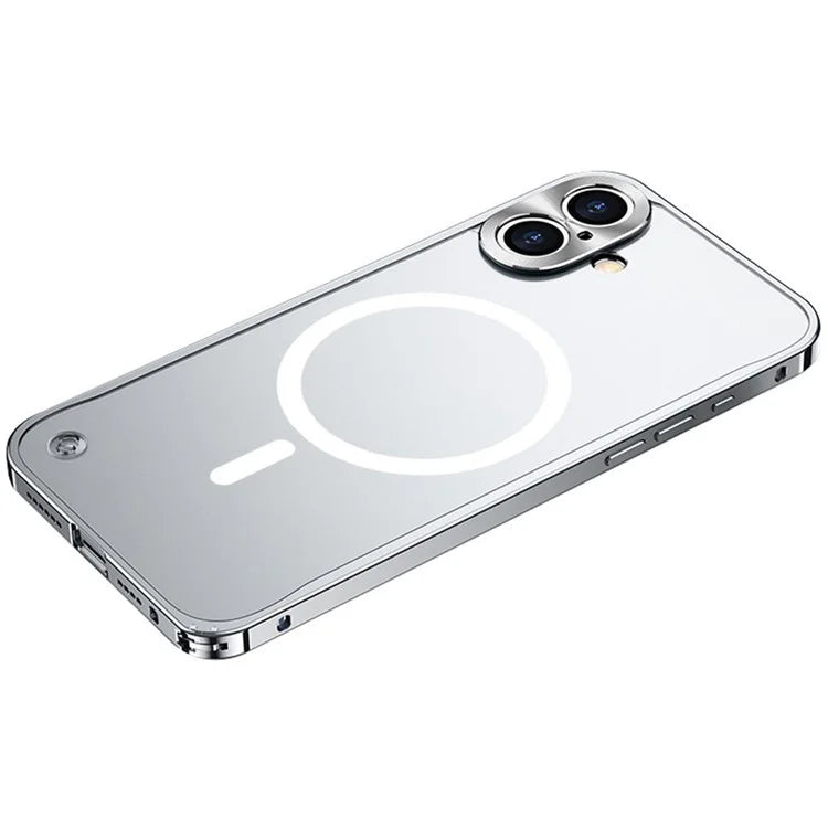 For iPhone 16 Plus Metal Clear Case Compatible with MagSafe Safety Lock Back Cover