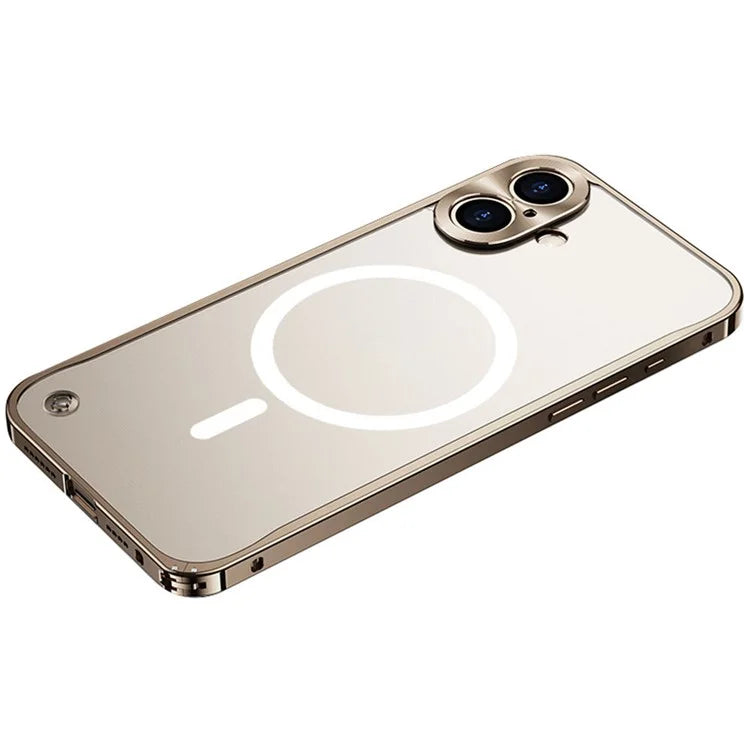 For iPhone 16 Plus Metal Clear Case Compatible with MagSafe Safety Lock Back Cover