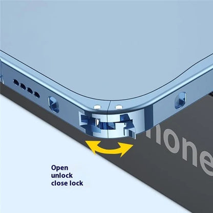 For iPhone 16 Metal Clear Case Compatible with MagSafe Safety Lock Back Cover