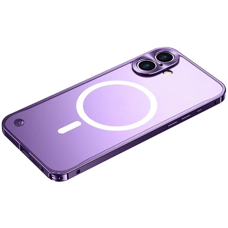 For iPhone 16 Metal Clear Case Compatible with MagSafe Safety Lock Back Cover