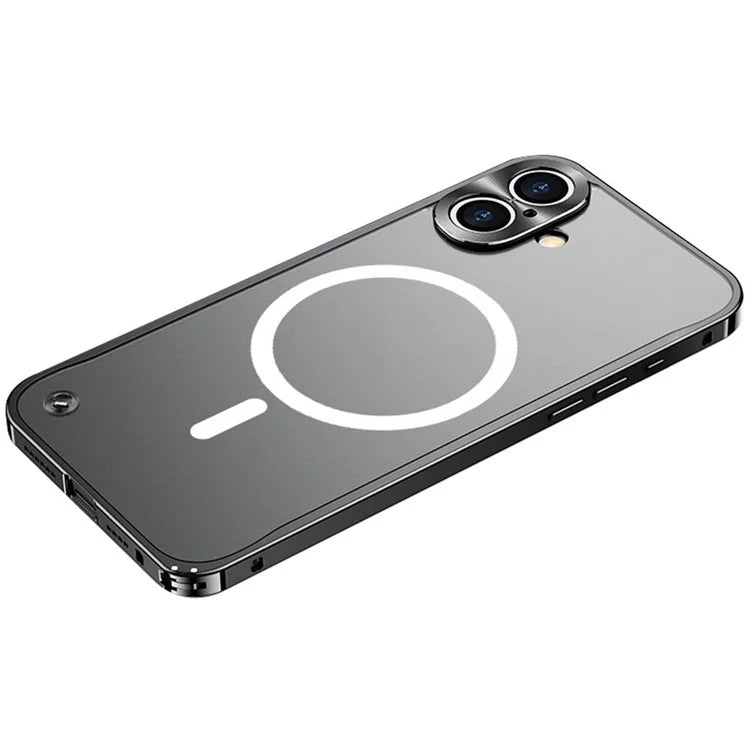 For iPhone 16 Metal Clear Case Compatible with MagSafe Safety Lock Back Cover