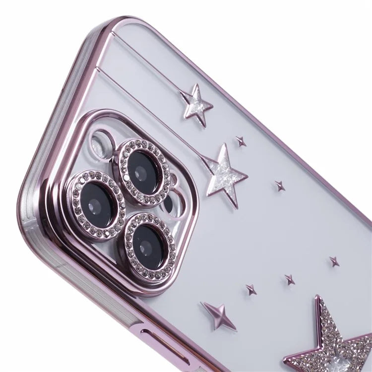 For iPhone 16 Pro Case 3D Bling Stars Electroplating TPU Clear Phone Case