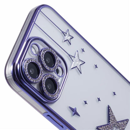 For iPhone 15 Pro Max Case 3D Bling Stars Electroplating TPU Clear Phone Case