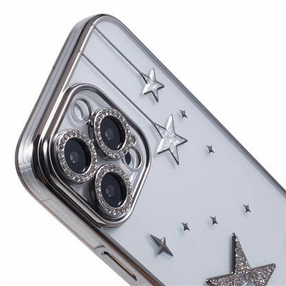 For iPhone 15 Pro Max Case 3D Bling Stars Electroplating TPU Clear Phone Case