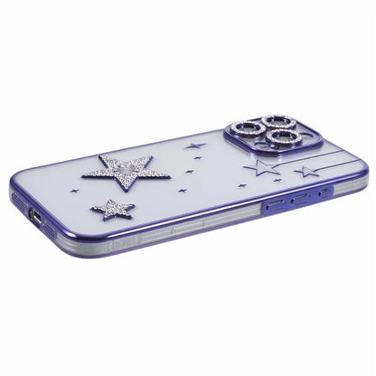 For iPhone 14 Pro Case 3D Bling Stars Electroplating TPU Clear Phone Case