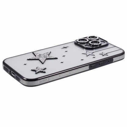 For iPhone 14 Pro Case 3D Bling Stars Electroplating TPU Clear Phone Case