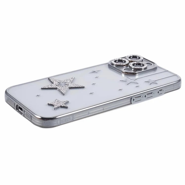 For iPhone 14 Pro Case 3D Bling Stars Electroplating TPU Clear Phone Case