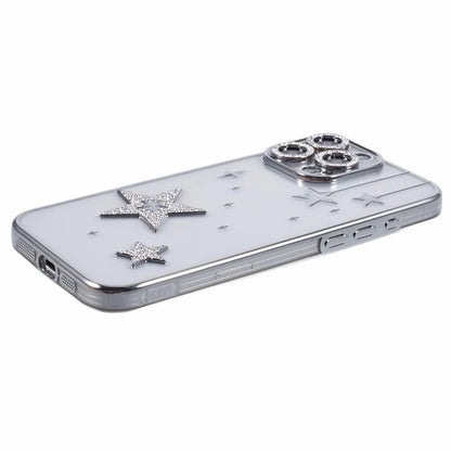 For iPhone 14 Pro Case 3D Bling Stars Electroplating TPU Clear Phone Case