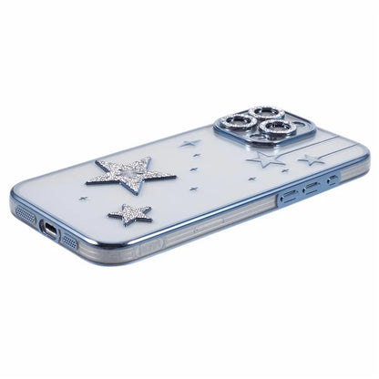 For iPhone 14 Pro Case 3D Bling Stars Electroplating TPU Clear Phone Case