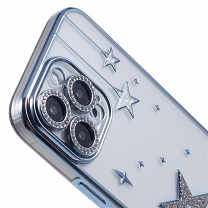 For iPhone 14 Pro Case 3D Bling Stars Electroplating TPU Clear Phone Case