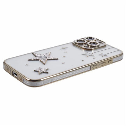 For iPhone 14 Pro Case 3D Bling Stars Electroplating TPU Clear Phone Case