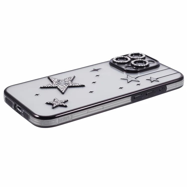 For iPhone 13 Pro Case 3D Bling Stars Electroplating TPU Clear Phone Case