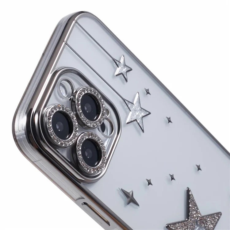For iPhone 13 Pro Case 3D Bling Stars Electroplating TPU Clear Phone Case