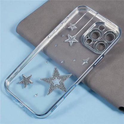 For iPhone 13 Pro Case 3D Bling Stars Electroplating TPU Clear Phone Case