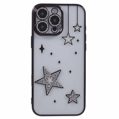 For iPhone 13 Pro Max Case 3D Bling Stars Electroplating TPU Clear Phone Case