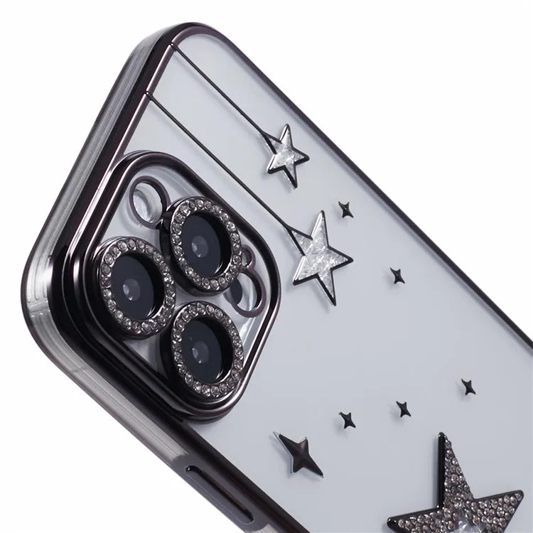 For iPhone 13 Pro Max Case 3D Bling Stars Electroplating TPU Clear Phone Case
