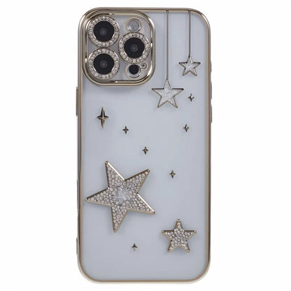 For iPhone 13 Pro Max Case 3D Bling Stars Electroplating TPU Clear Phone Case