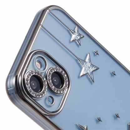For iPhone 14 Case 3D Bling Stars Electroplating TPU Clear Phone Case