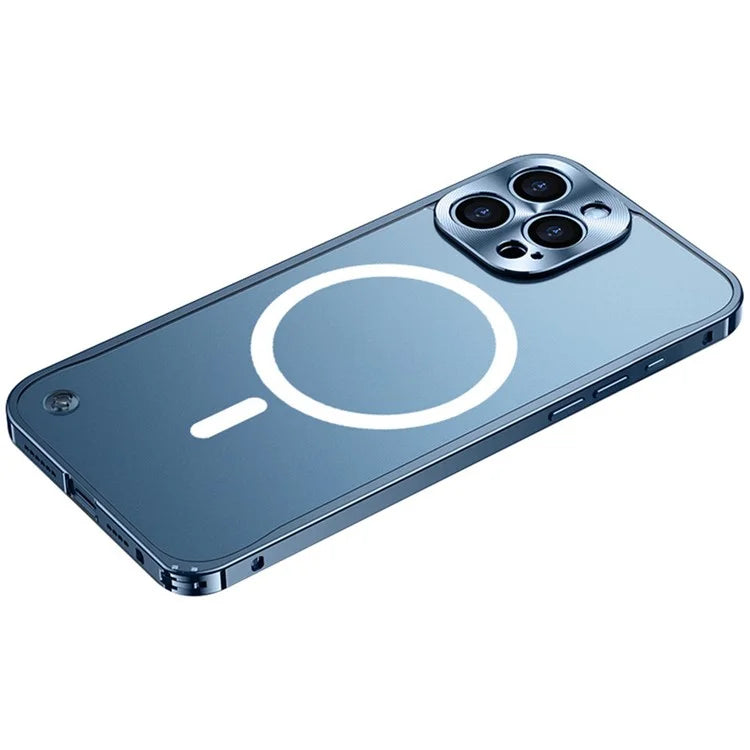 For iPhone 16 Pro Metal Clear Case Compatible with MagSafe Safety Lock Back Cover