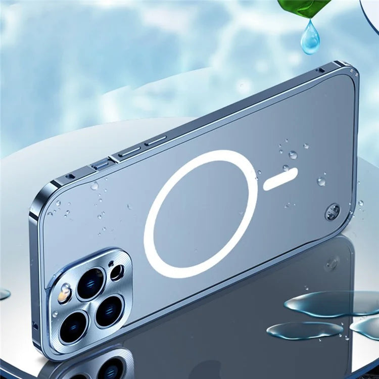 For iPhone 16 Pro Metal Clear Case Compatible with MagSafe Safety Lock Back Cover