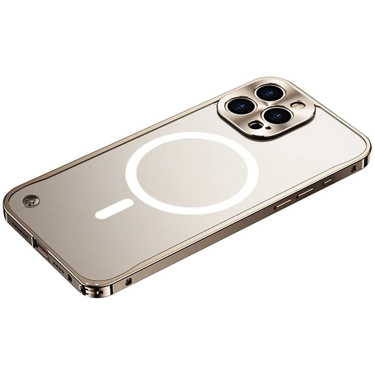 For iPhone 16 Pro Metal Clear Case Compatible with MagSafe Safety Lock Back Cover