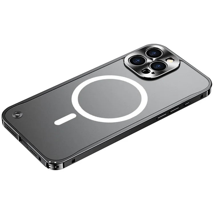 For iPhone 16 Pro Metal Clear Case Compatible with MagSafe Safety Lock Back Cover