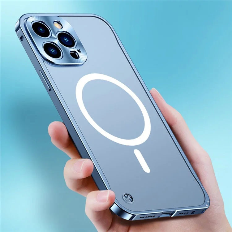 For iPhone 16 Pro Metal Clear Case Compatible with MagSafe Safety Lock Back Cover