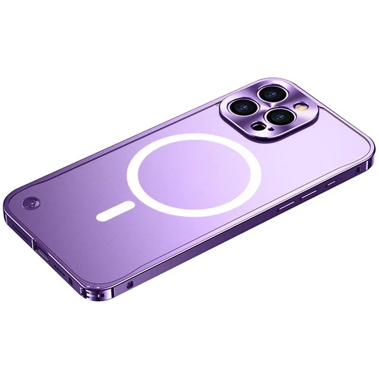 For iPhone 16 Pro Max Metal Clear Case Compatible with MagSafe Safety Lock Back Cover