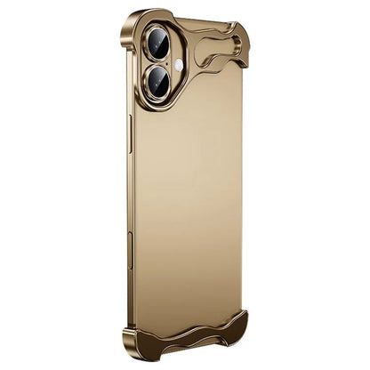 For iPhone 16 Plus Bumper Case Metal Frameless Shockproof Cover with Camera Lens Protector