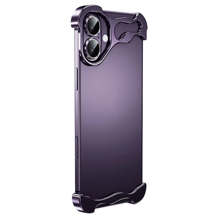 For iPhone 16 Plus Bumper Case Metal Frameless Shockproof Cover with Camera Lens Protector