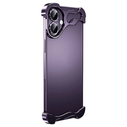 For iPhone 16 Plus Bumper Case Metal Frameless Shockproof Cover with Camera Lens Protector