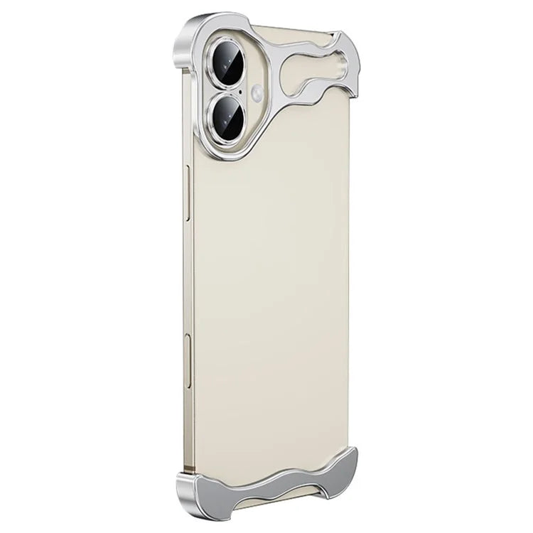 For iPhone 16 Plus Bumper Case Metal Frameless Shockproof Cover with Camera Lens Protector