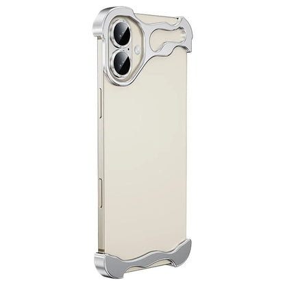 For iPhone 16 Plus Bumper Case Metal Frameless Shockproof Cover with Camera Lens Protector