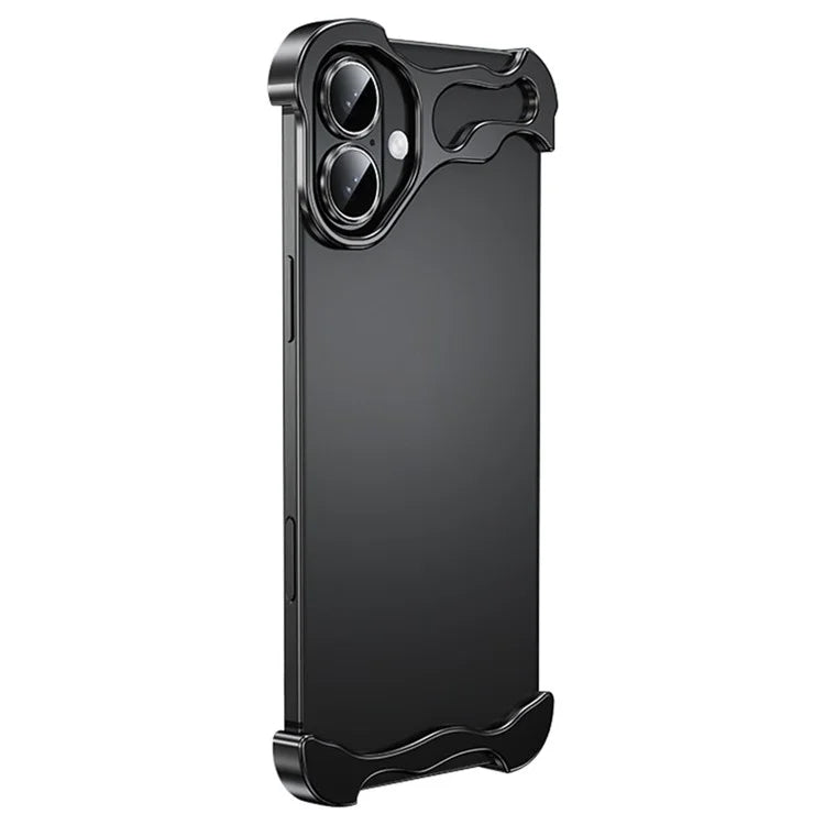 For iPhone 16 Plus Bumper Case Metal Frameless Shockproof Cover with Camera Lens Protector