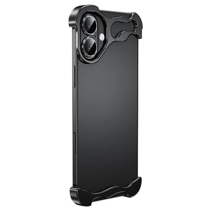 For iPhone 16 Plus Bumper Case Metal Frameless Shockproof Cover with Camera Lens Protector