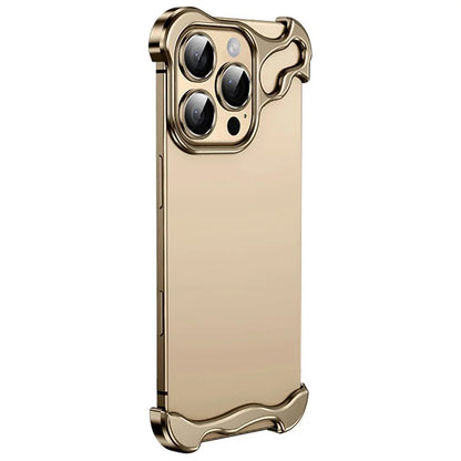 For iPhone 16 Pro Bumper Case Metal Frameless Shockproof Cover with Camera Lens Protector