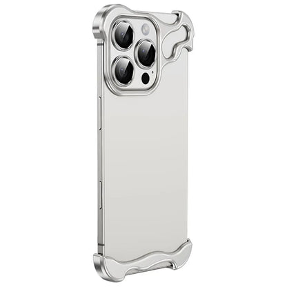 For iPhone 16 Pro Bumper Case Metal Frameless Shockproof Cover with Camera Lens Protector