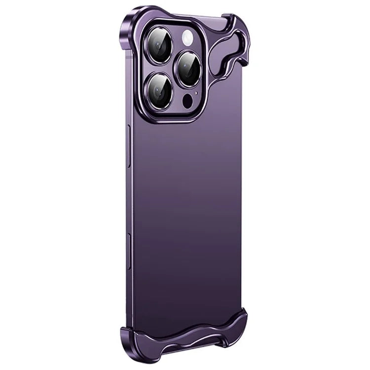 For iPhone 16 Pro Bumper Case Metal Frameless Shockproof Cover with Camera Lens Protector