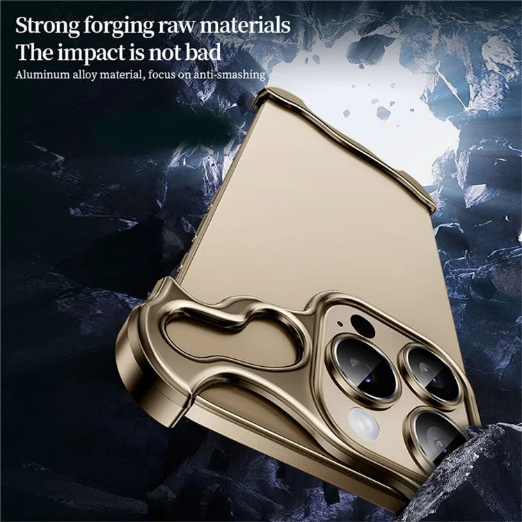 For iPhone 16 Pro Bumper Case Metal Frameless Shockproof Cover with Camera Lens Protector
