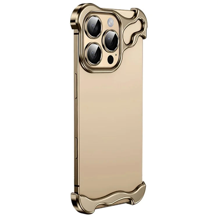 For iPhone 16 Pro Max Bumper Case Metal Frameless Shockproof Cover with Camera Lens Protector