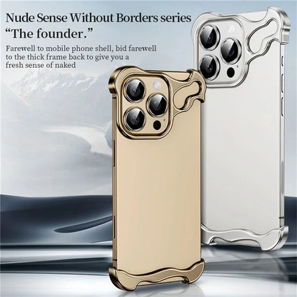 For iPhone 16 Pro Max Bumper Case Metal Frameless Shockproof Cover with Camera Lens Protector