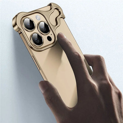 For iPhone 16 Pro Max Bumper Case Metal Frameless Shockproof Cover with Camera Lens Protector