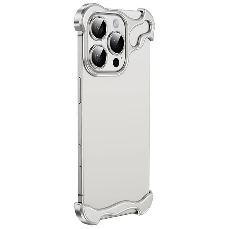 For iPhone 16 Pro Max Bumper Case Metal Frameless Shockproof Cover with Camera Lens Protector